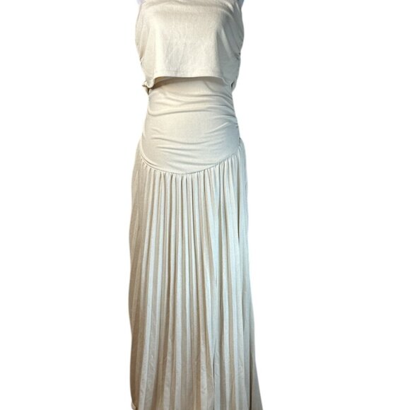 LIONESS Field Of Dreams Dress in Oatmeal Medium New Womens Maxi Gown - Picture 5 of 17